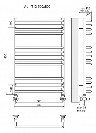Арт П13 500х800 Полотенцесушитель TERMINUS Балаково - фото 3 Арт П13 500х800 Полотенцесушитель TERMINUS Балаково - фото 3