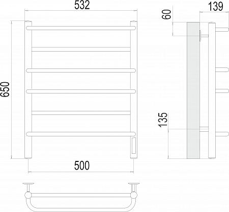 Евромикс П6 500х650 Электро (quick touch) Полотенцесушитель  TERMINUS Балаково - фото 3