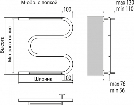 М-обр с/п AISI 32х2 500х400 Полотенцесушитель  TERMINUS Балаково - фото 3