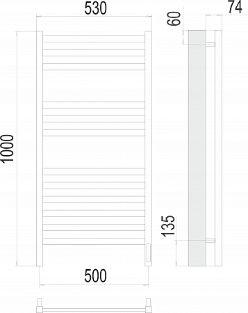 Енисей П12 500х1000  электро (sensor quick touch) Полотенцесушитель TERMINUS  Балаково - фото 3