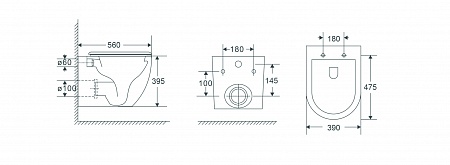 Подвесной унитаз безободковый Terminus Енисей Monolit 560х390 белый Балаково - фото 8