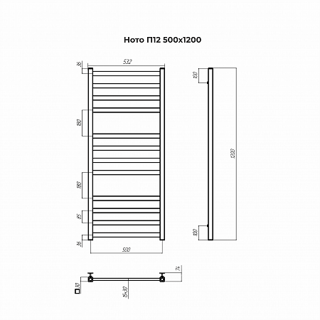 Ното П12 500х1200 Полотенцесушитель TERMINUS Балаково - фото 3