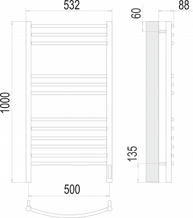 Классик П12 500х1000 электро (sensor quick touch)  Полотенцесушитель TERMINUS Балаково - фото 3