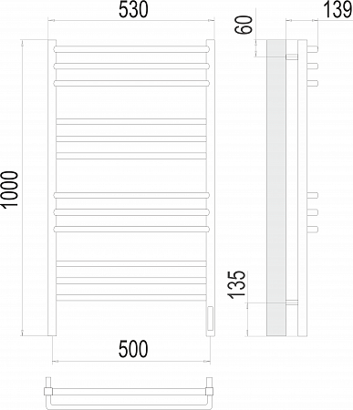 Соренто П12 500х1000 электро (sensor quick touch) Полотенцесушитель  TERMINUS Балаково - фото 3