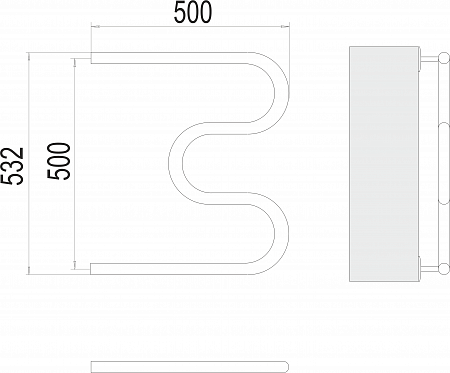 М-обр AISI 32х2 500х500 Полотенцесушитель  TERMINUS Балаково - фото 3