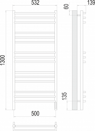 Прато П15 500х1300 электро (sensor quick touch) Полотенцесушитель  TERMINUS Балаково - фото 3