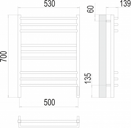 Соренто П9 500х700 электро (sensor quick touch) Полотенцесушитель  TERMINUS Балаково - фото 3