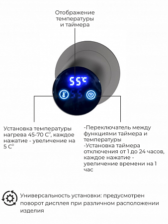 Рондо П2 350х760 электро Полотенцесушитель TERMINUS Оружейная сталь Балаково - фото 5