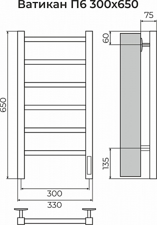 Ватикан П6 300х650 Электро (quick touch) Полотенцесушитель TERMINUS Балаково - фото 3