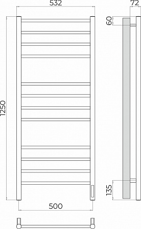 Аврора П12 500х1250 Электро (quick touch) Полотенцесушитель TERMINUS Балаково - фото 3